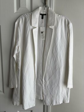 Eileen Fisher open shawl collar linen jacket. NWT